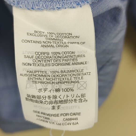 J. Crew The Perfect Embroidered Chambray Cotton Blouse Top Puff Sleeves Size S - Picture 10 of 12